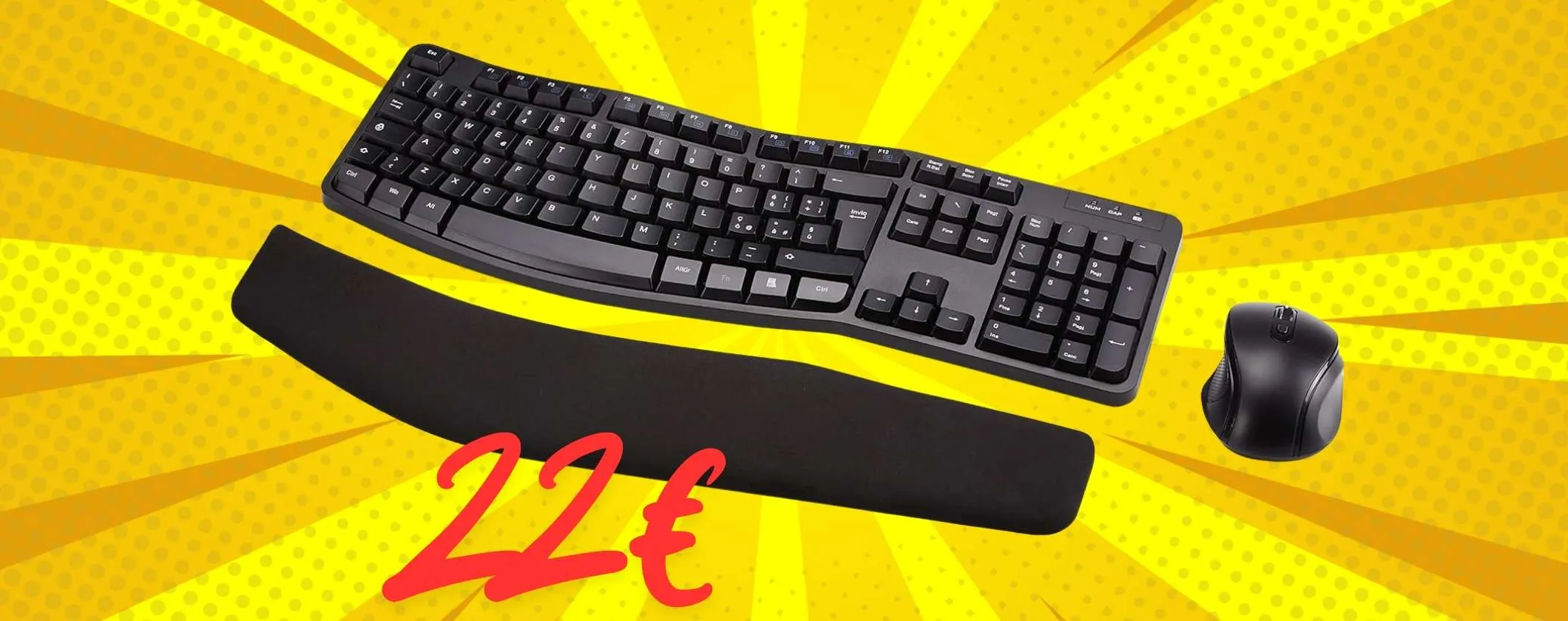 Set con mouse e tastiera wireless + poggiapolsi a soli 22€ su Amazon