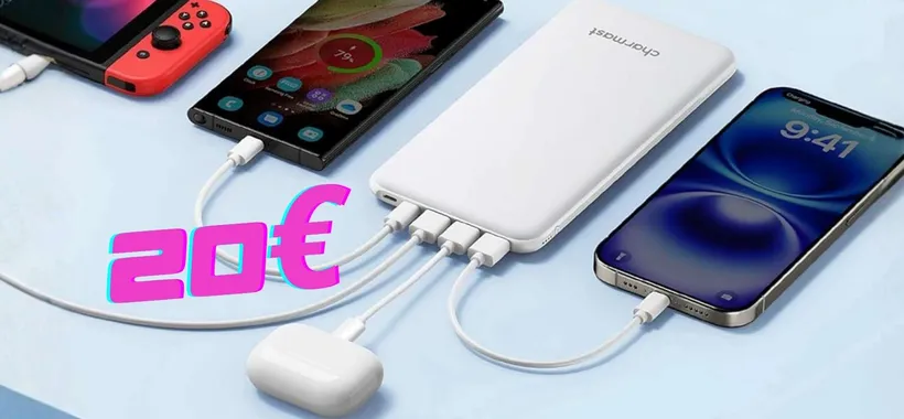 Power Bank ultra-sottile da 26800mAh con 4 uscite e la batteria è sempre carica