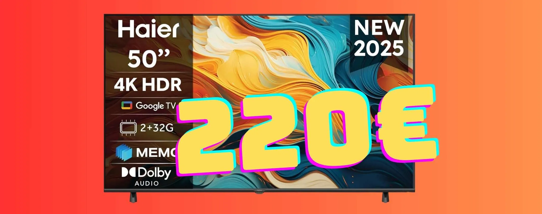 Smart TV Haier LED 4K UHD da 50 pollici a prezzo regalo su Amazon (220€)