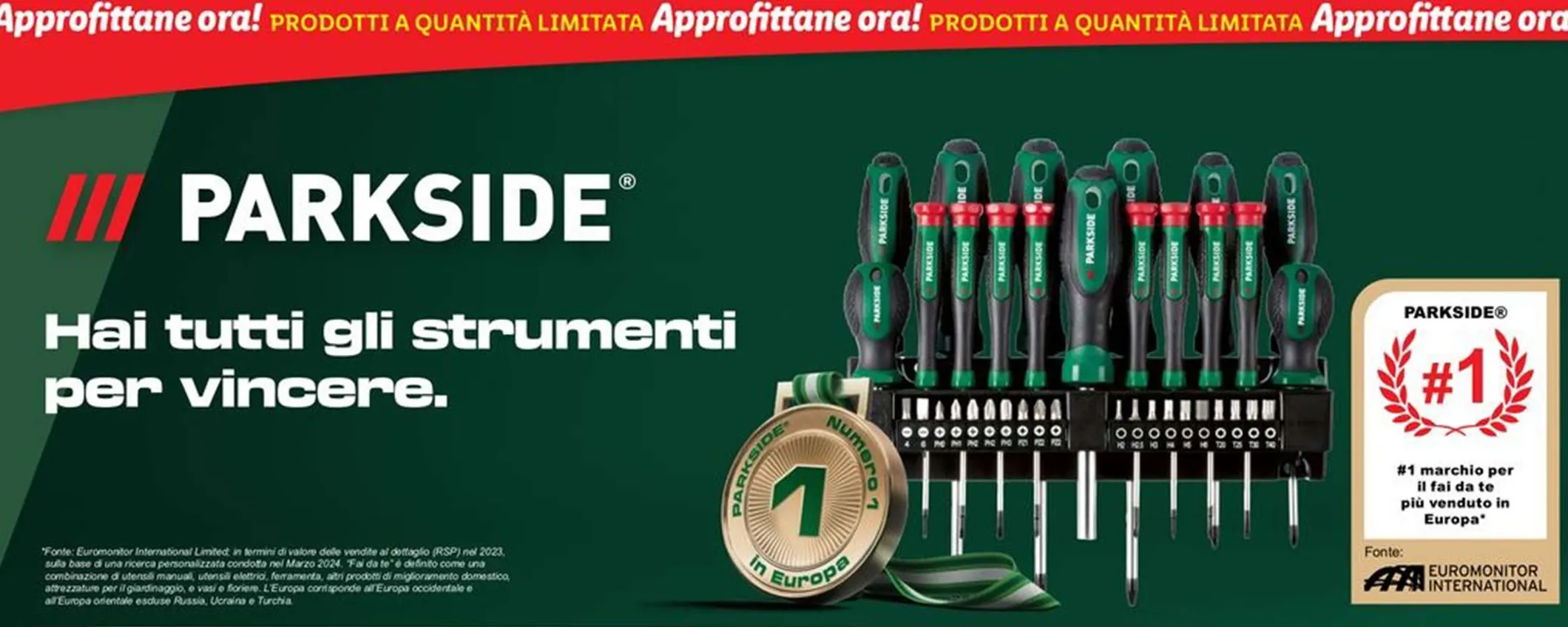 Volantino Parkside: se devi rifarti l'officina, queste offerte sono per te