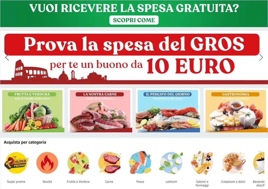 Spesa online a Roma, accordo Amazon-Gros: oltre 10mila prodotti disponibili