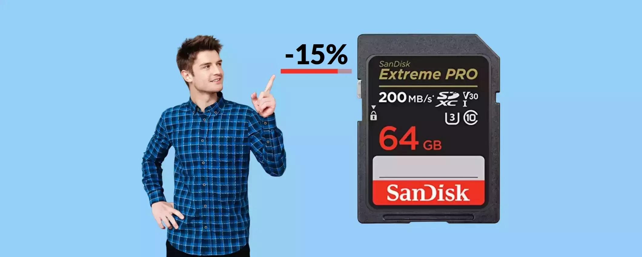 Per questa fulminea scheda SD da 64GB bastano appena 16€