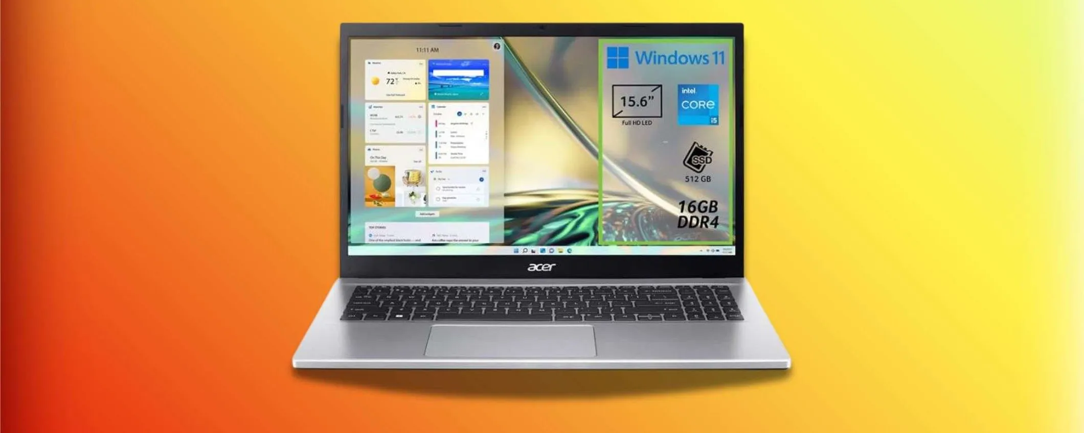 Acer Aspire 3 in offerta a 419€: i5 di 12ª gen, 16 GB di RAM e SSD da 512 GB, super per studio e lavoro