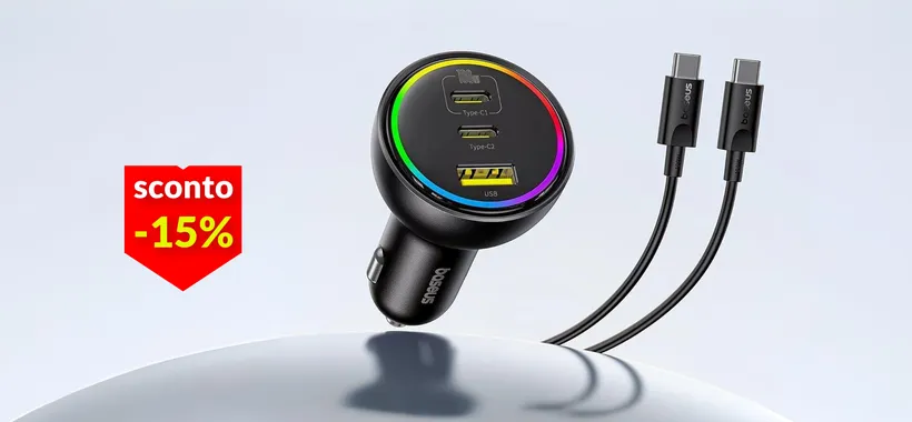 Caricabatteria per auto, in sconto a 25€: con 100W ricarichi tutto in pochi minuti