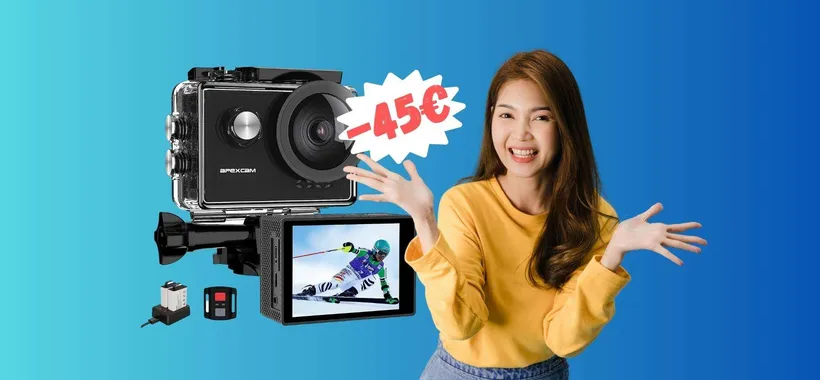 Action Cam 4K impermeabile fino a 40M con accessori a 64€