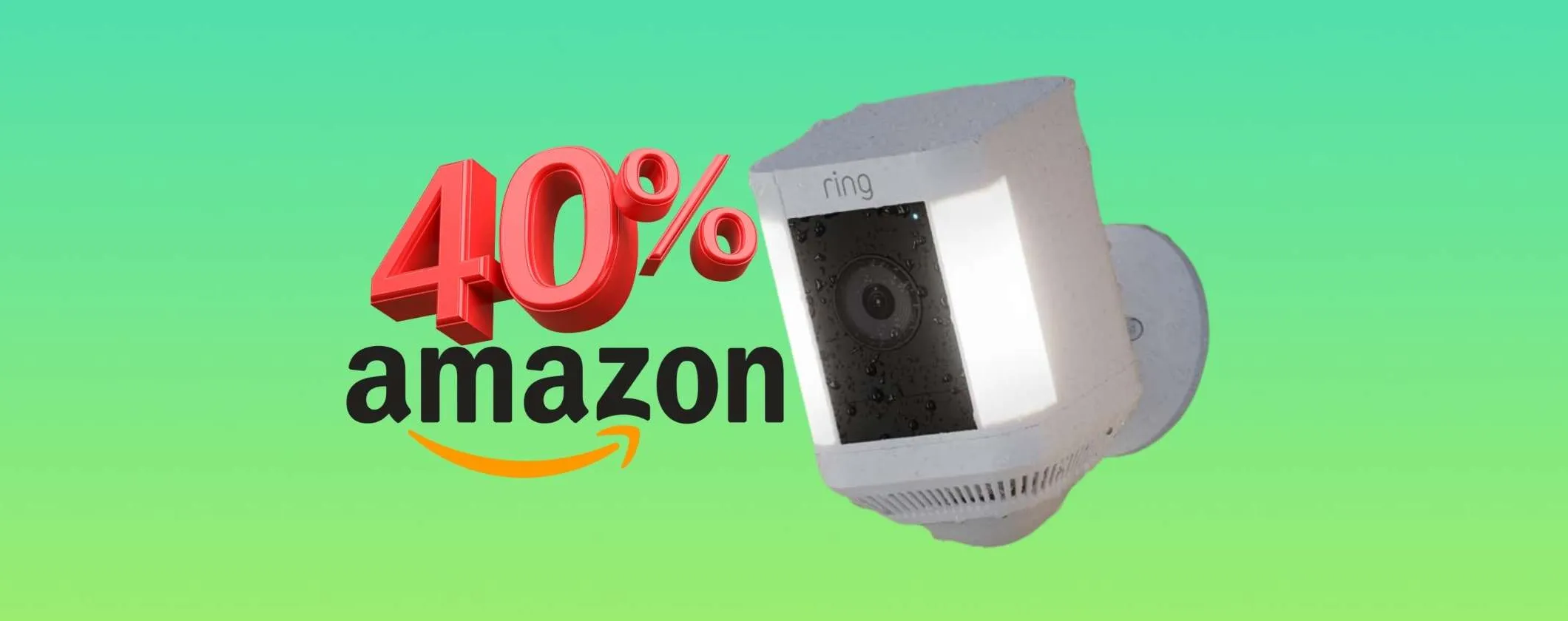 Videocamera WiFi Ring con faretti e batteria per la massima sicurezza (-40%)