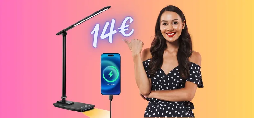 Lampada da scrivania con USB per ricaricare lo smartphone tua a 14€