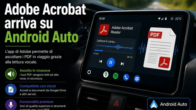 Adobe Acrobat arriva su Android Auto: ora i PDF si possono ascoltare mentre si guida