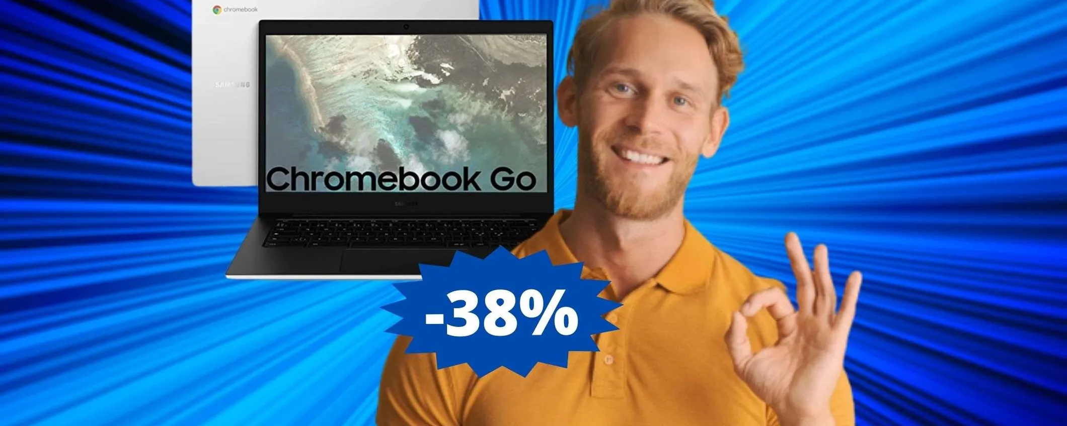 Samsung Galaxy Chromebook Go: sconto assurdo del 38% su Amazon