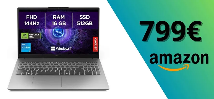 Lenovo LOQ: solo 799€ per gaming laptop con RTX 4050 e display 144Hz (Amazon)