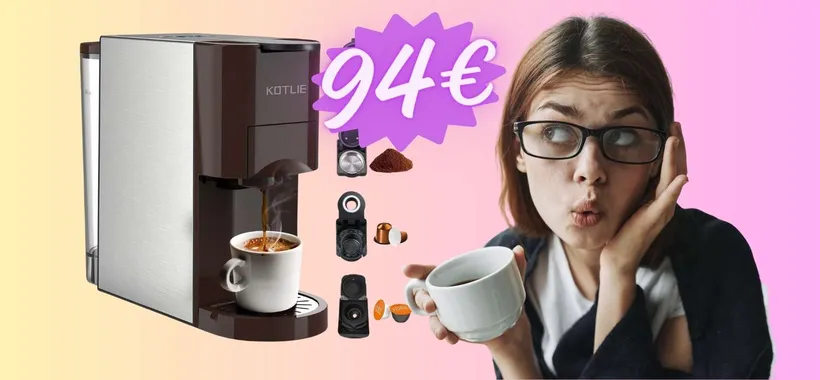 Macchina da caffè 4 in 1: macinato, cialde e capsule NS e DG (94€)