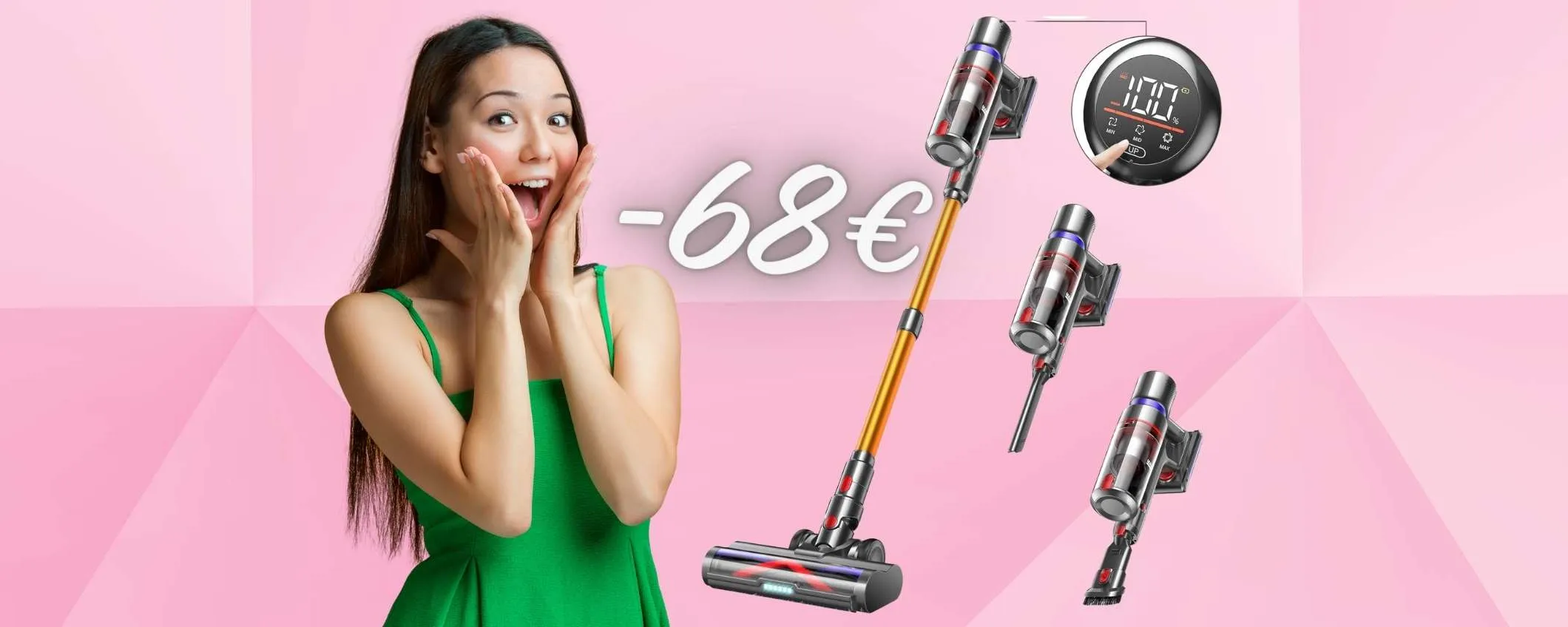 Aspirapolvere senza fili POTENTE con autonomia di 1 ora a 68€ in MENO