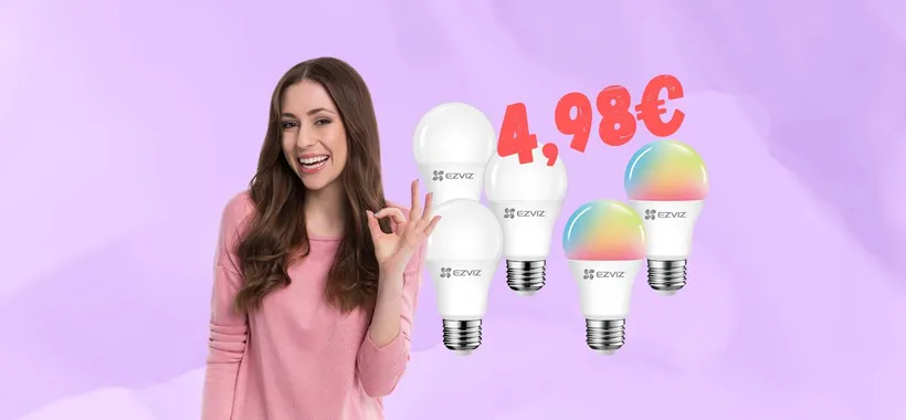 5 lampadine smart compatibili con Alexa e Google Home a 4,98€