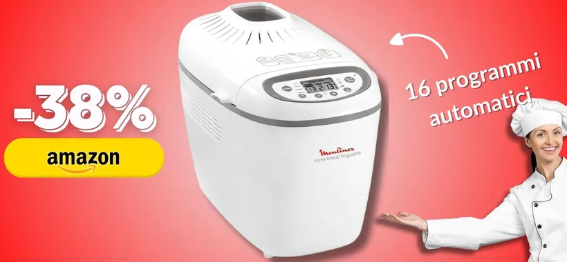 Su Amazon l'occasione: macchina del pane Moulinex con 16 programmi