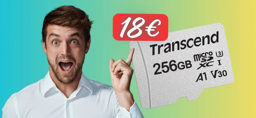 Appena 18€ per la scheda microSD Transcend da 256GB, FOLLIA Amazon