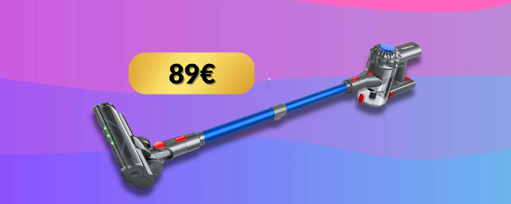Meno di 100€ per l'aspirapolvere senza fili dalla potenza e batteria shock