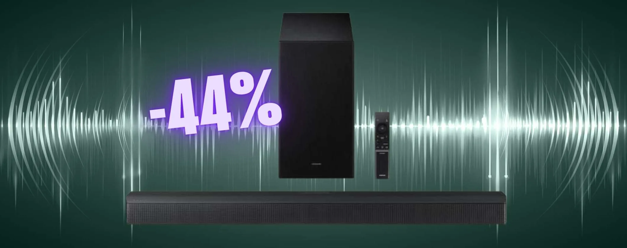 Il cinema nel salotto con la Soundbar Samsung al 44% in meno