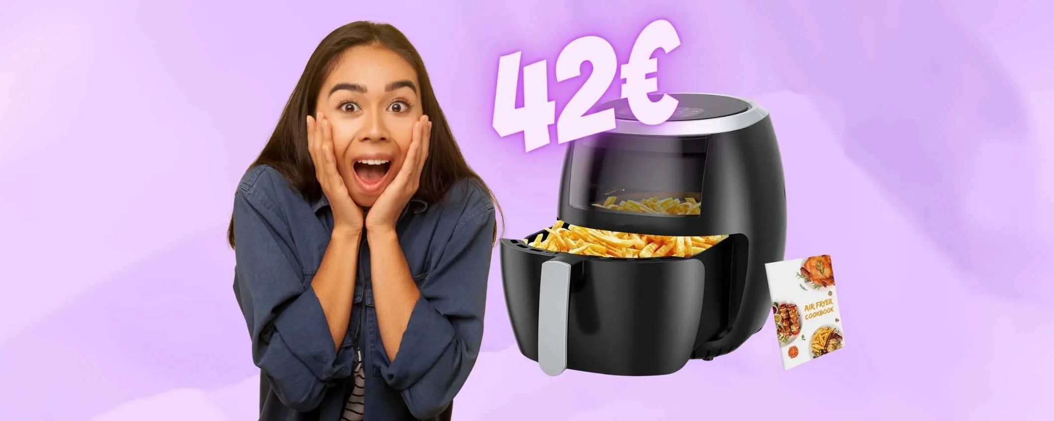 BOMBA Amazon: friggitrice ad aria da 8 litri e 8 programmi a SOLI 42€