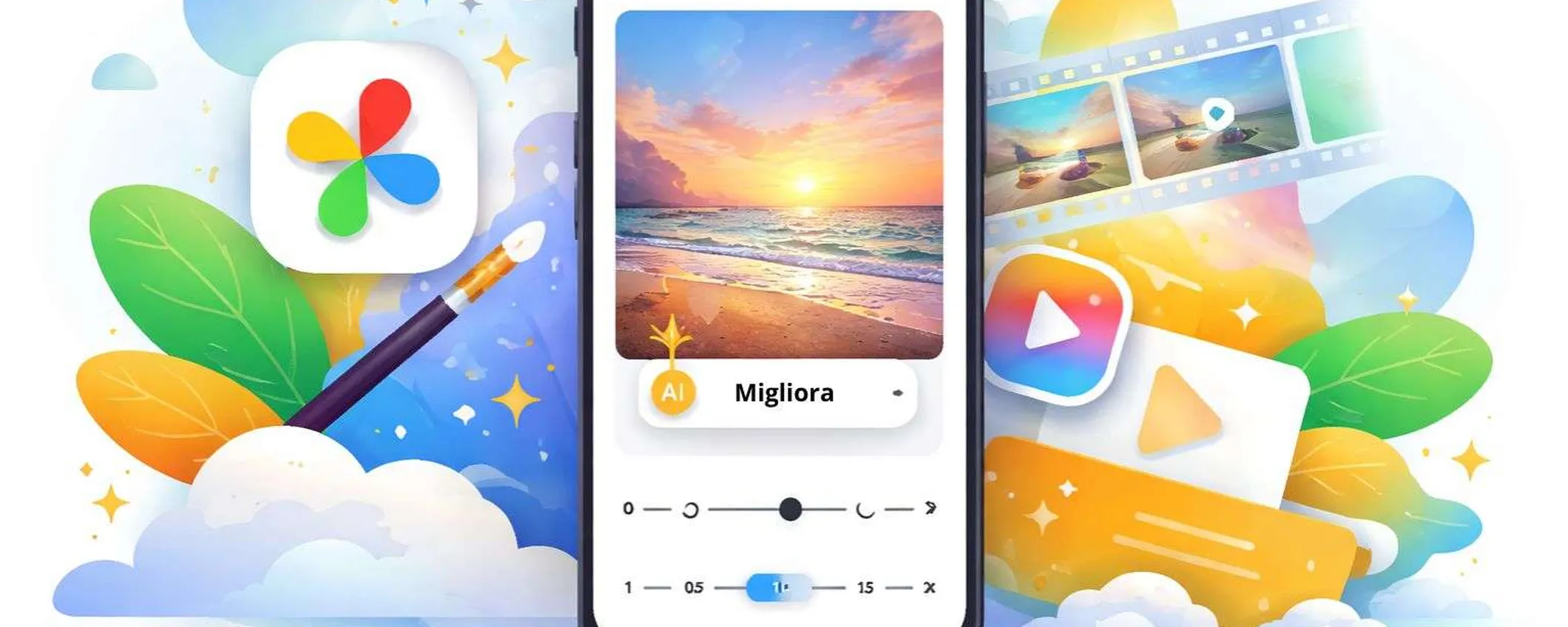 Google Foto cambia ancora: arriva “Migliora” con AI e la velocità di riproduzione per i video