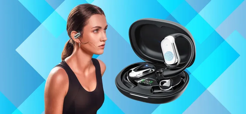 Auricolari wireless impermeabili perfetti gli sportivi con gancetti e 40h di audio