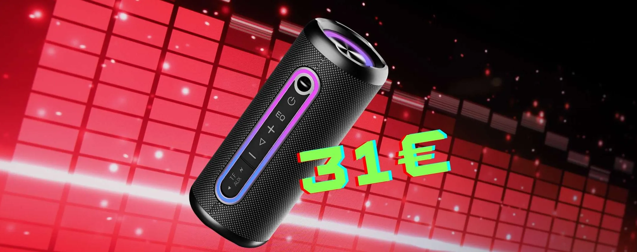 Cassa Bluetooth portatile impermeabile dal suono che spacca a soli 31€