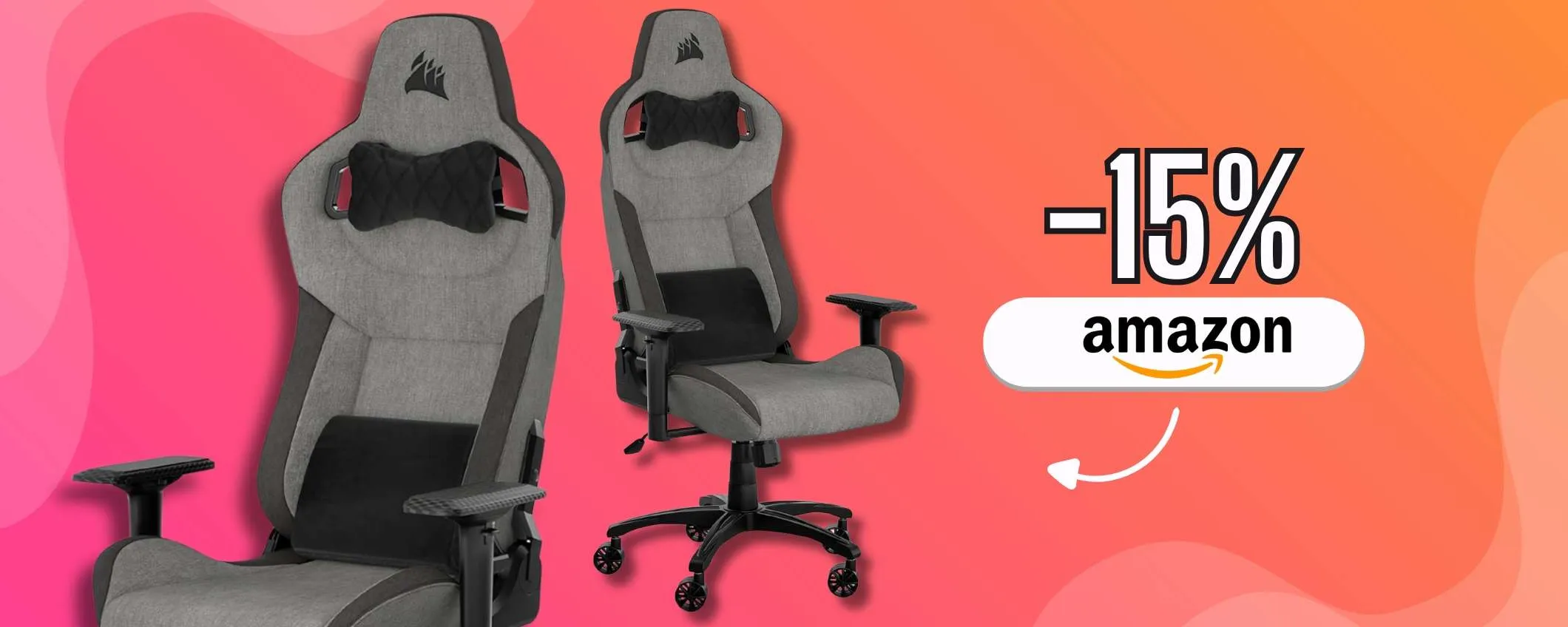 Corsair T3 RUSH Fabric è la sedia che fa stare comodi (-15%)