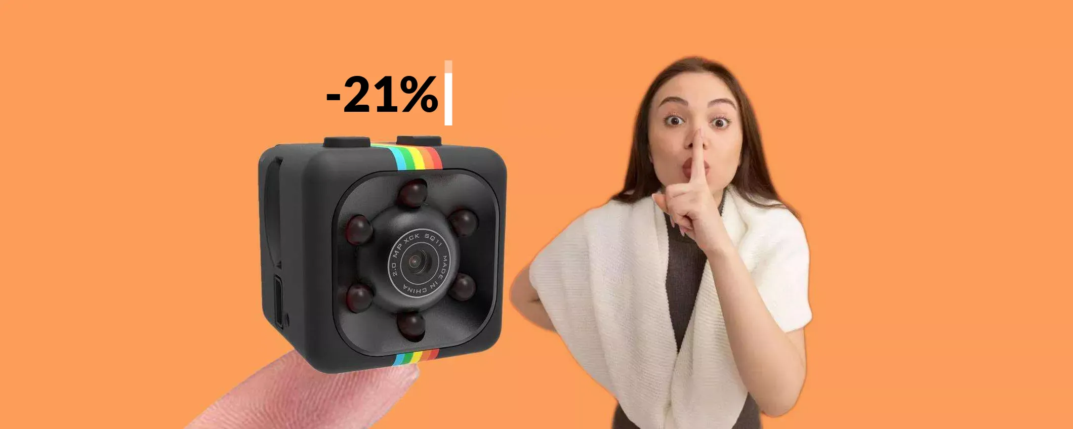 Microcamera spia FullHD con attivazione automatica: è tua a 21€