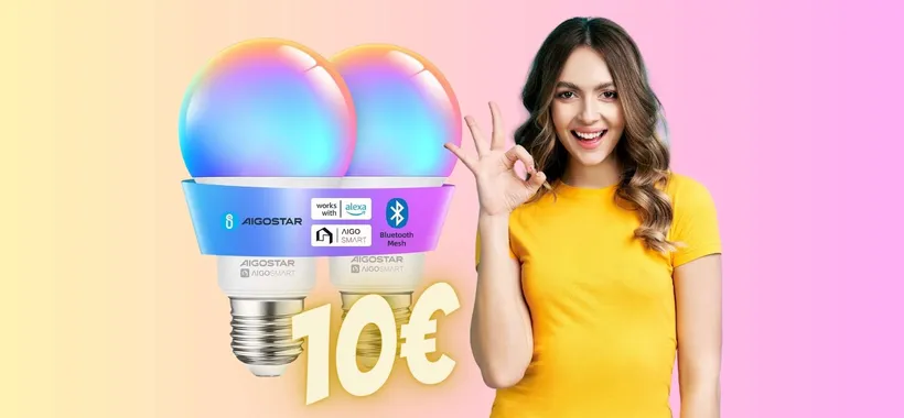 2 lampadine intelligenti a PREZZO WOW, casa domotica a 10€ su Amazon