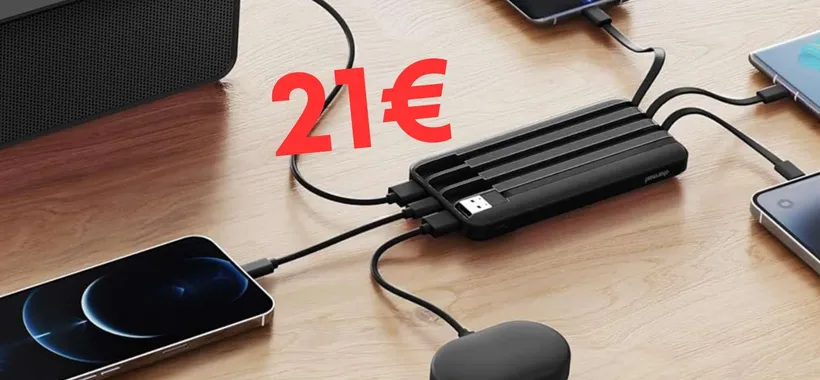 Power Bank da 20000mAh con 4 cavi integrati: ricarica immediata su qualsiasi device