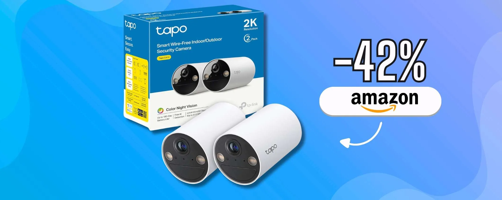 Tapo C410? 2 telecamere senza fili per esterno, gestione smart e sconto 42%