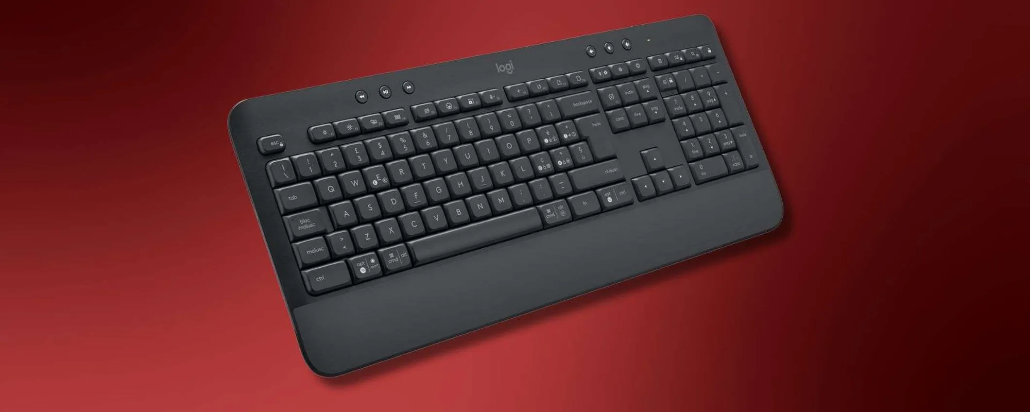 Logitech Signature K650 a 39,90€: tastiera wireless full-size con poggiapolsi, connettività doppia e sconto del 32%