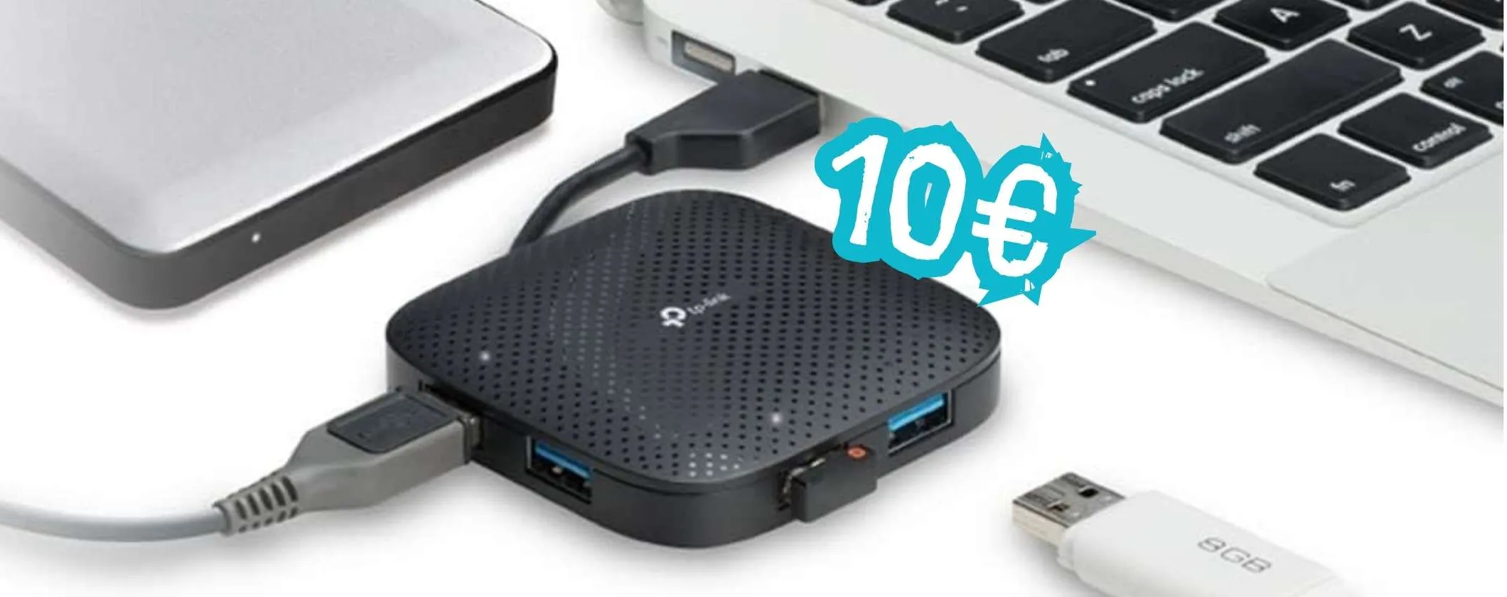 Hub USB TP-Link con 4 porte e cavetto incorporato a soli 10€ su Amazon