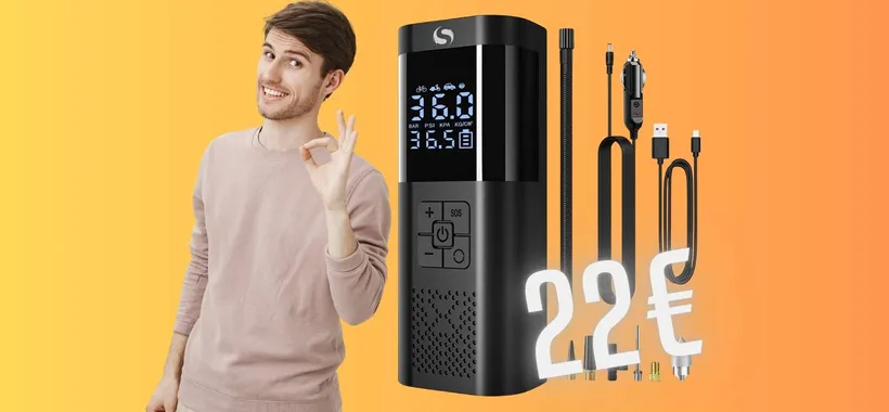 Mini compressore portatile potente e comodo per viaggi tranquilli (22€)