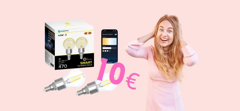 2 lampadine smart vintage compatibili con Alexa e Google Home a 10€