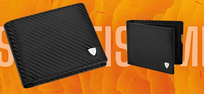 Portafogli RFID: elegante, in pelle di carbonio e anti TRUFFA (15€)