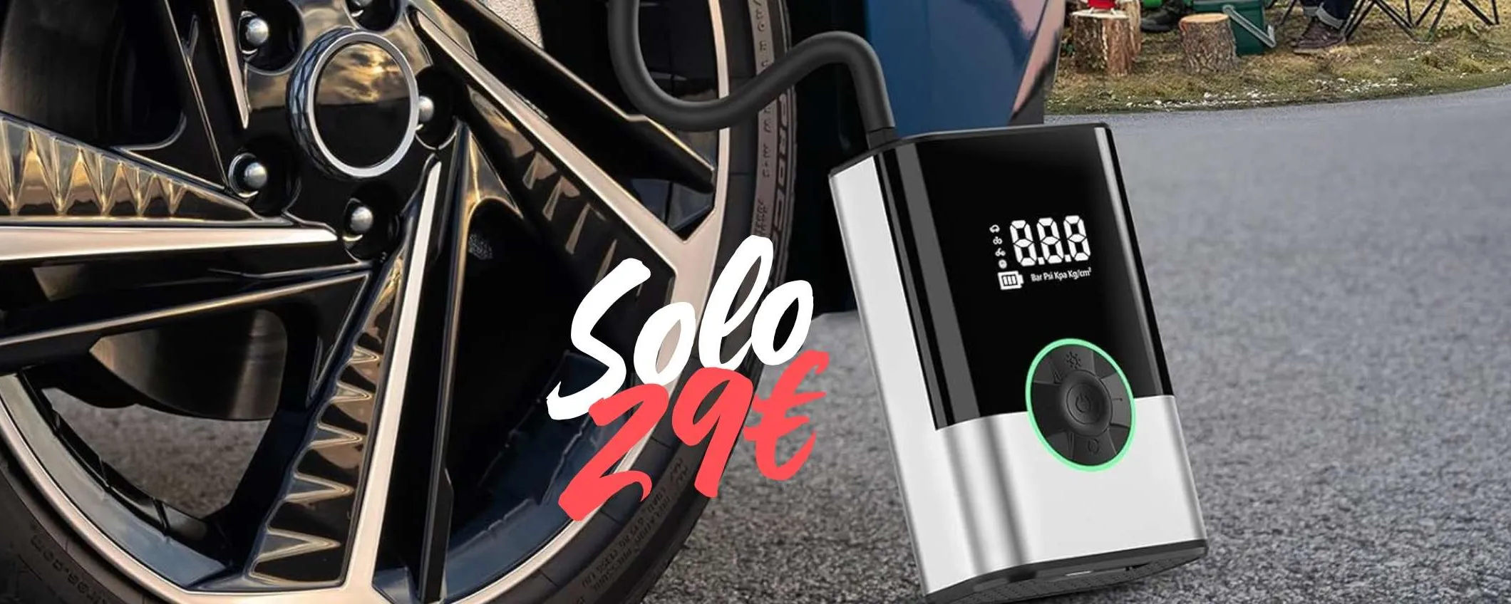 Mini compressore portatile da 6000mAh e 150PSI: non viaggiare mai senza