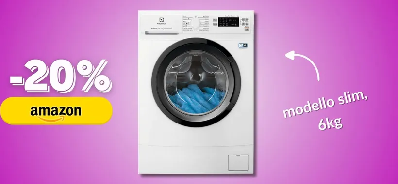 Lavatrice Slim Electrolux: prezzo regalo su Amazon per bucato pulitissimo