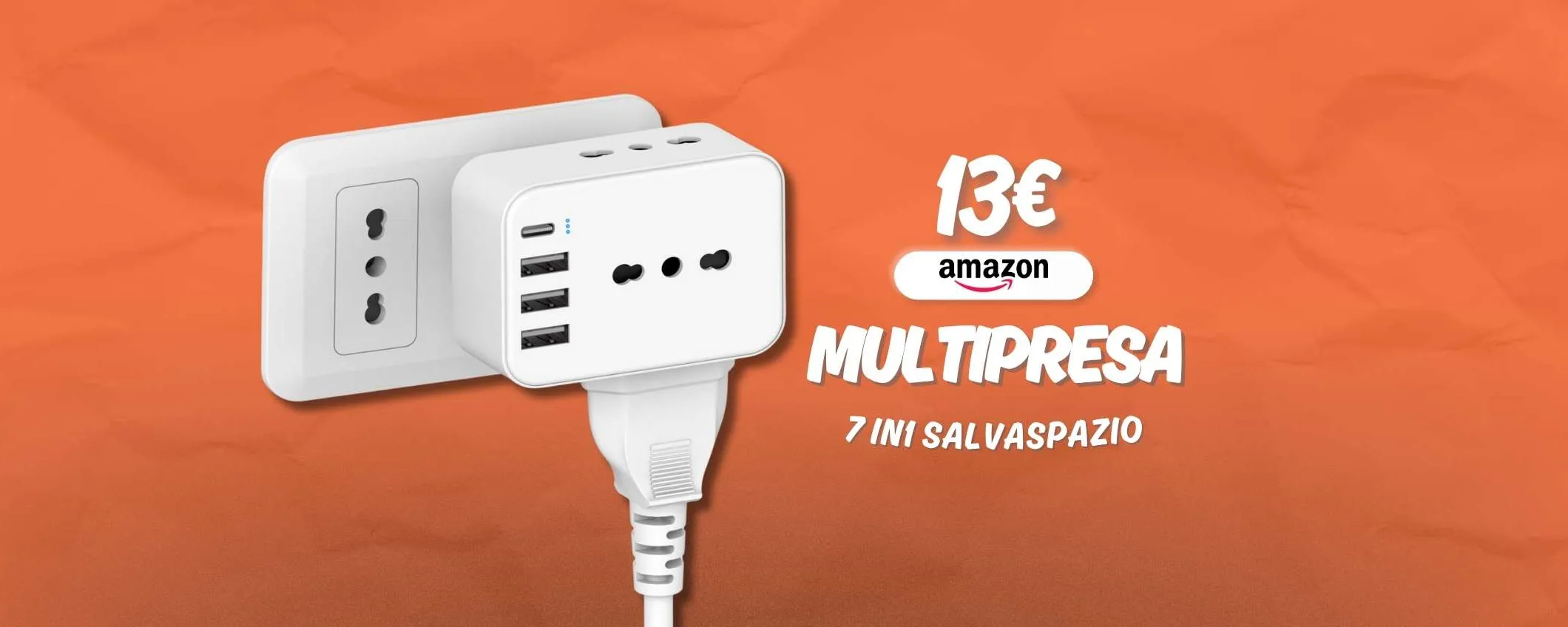 La comodità fatta a multipresa: 7 in 1 con soluzione salvaspazio, soli 13€