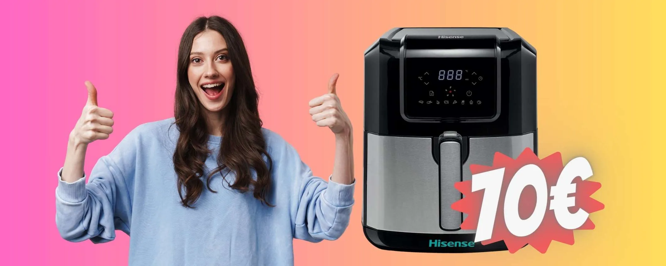 Hisense OUTLET con la friggitrice ad aria da 6L e 8 programmi a 70€