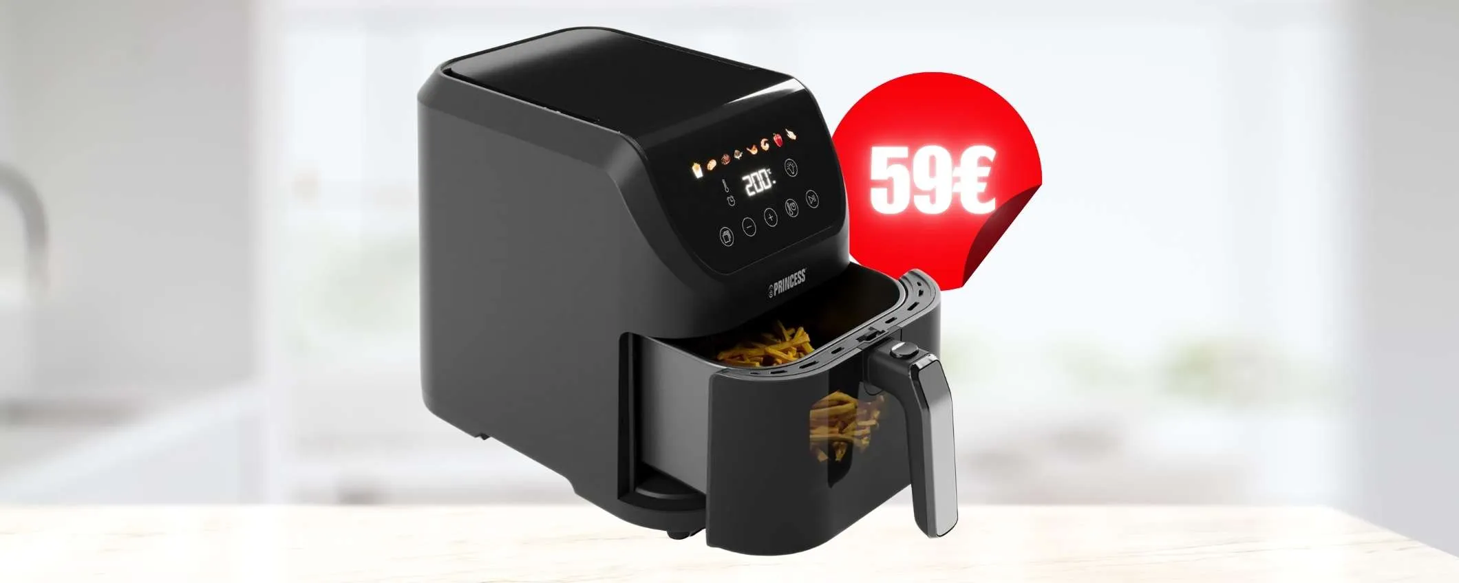 Airfryer ultra SLIM da 5,5L a soli 59€: cucina facile con Princess su Amazon