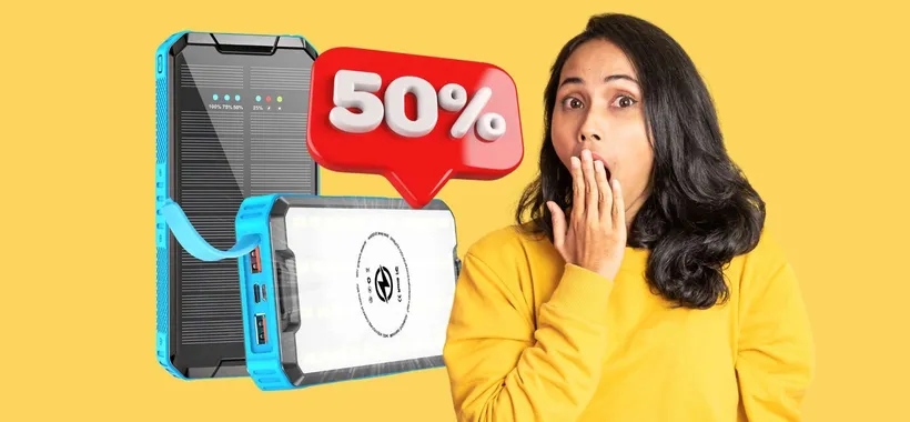 Power Bank da 30000 mAh che si ricarica con il sole in SCONTO del 50%