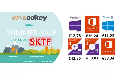 VIP-SCDkey Summer Sale: Windows 10 PRO 13€, Office 2019 37€