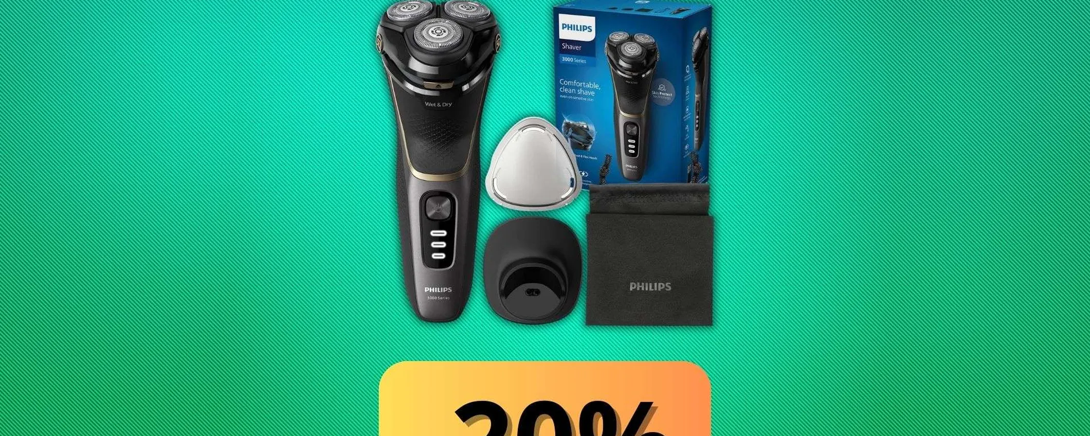 Sconto del 43% sul Philips serie 3000: rasatura perfetta, prezzo in picchiata