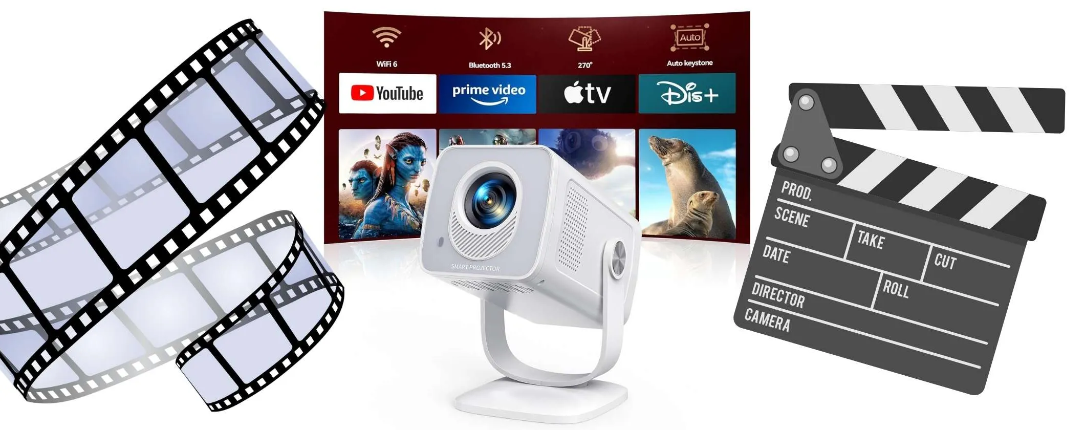 Proiettore portatile WiFi e Bluetooth per portare il cinema in salotto