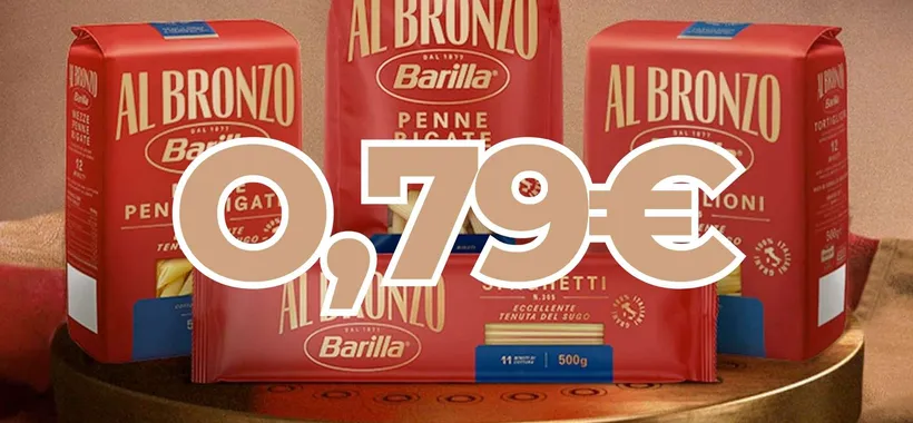 Pasta Barilla trafilata al bronzo a 0,79€ su Amazon: promo PREMIUIM SHOCK