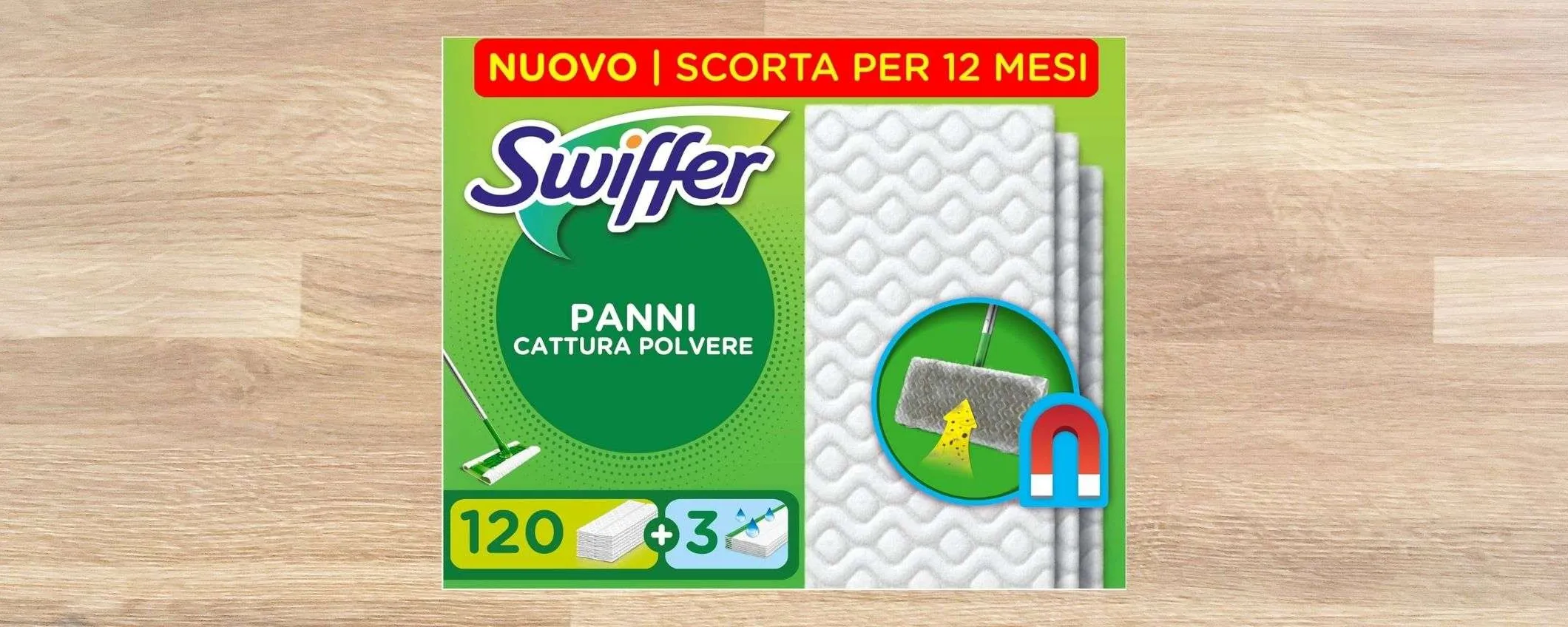 FUORITUTTO Amazon: 120 panni Swiffer catturapolvere a 19,99€ (-35%)