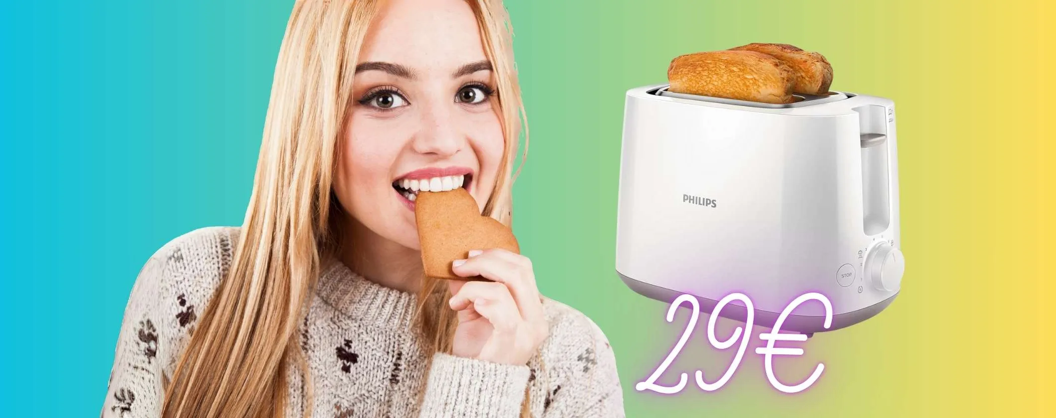Tostapane Philips per 2 fette, 8 impostazioni e autospegnimento (29€)
