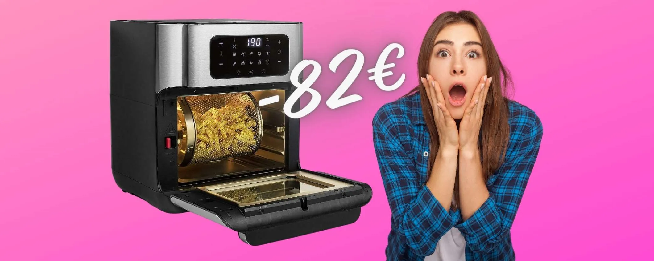 Friggitrice ad aria Princess, con cestello girevole e 10 programmi (-82€)