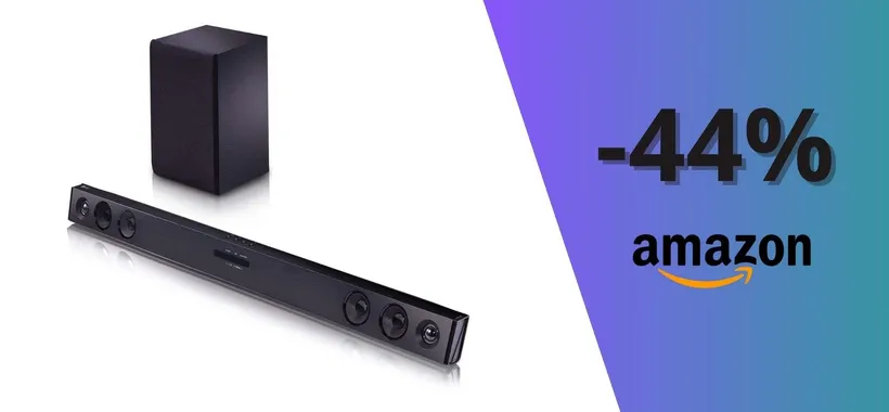 LG SQC2 Soundbar a soli 109,90€: sistema audio TV 2.1 con MAXI sconto del 44%!