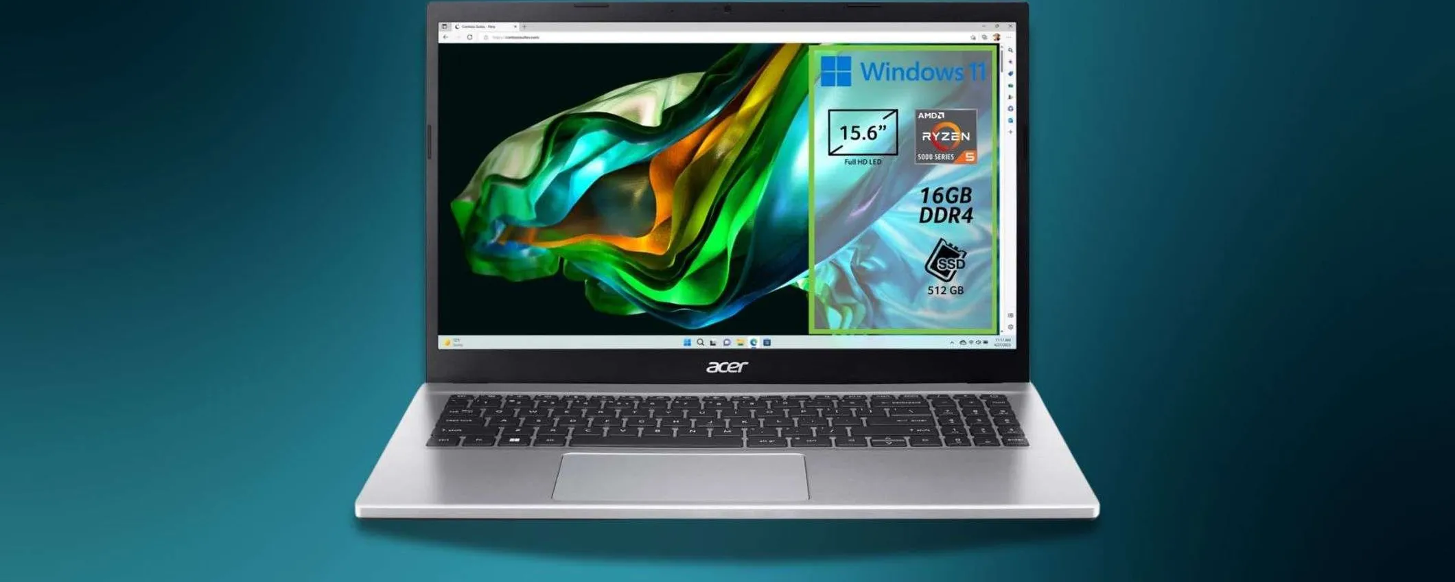 Acer Aspire 3 con Ryzen 5 e 16 GB di RAM a 399€: offerta imperdibile su Amazon